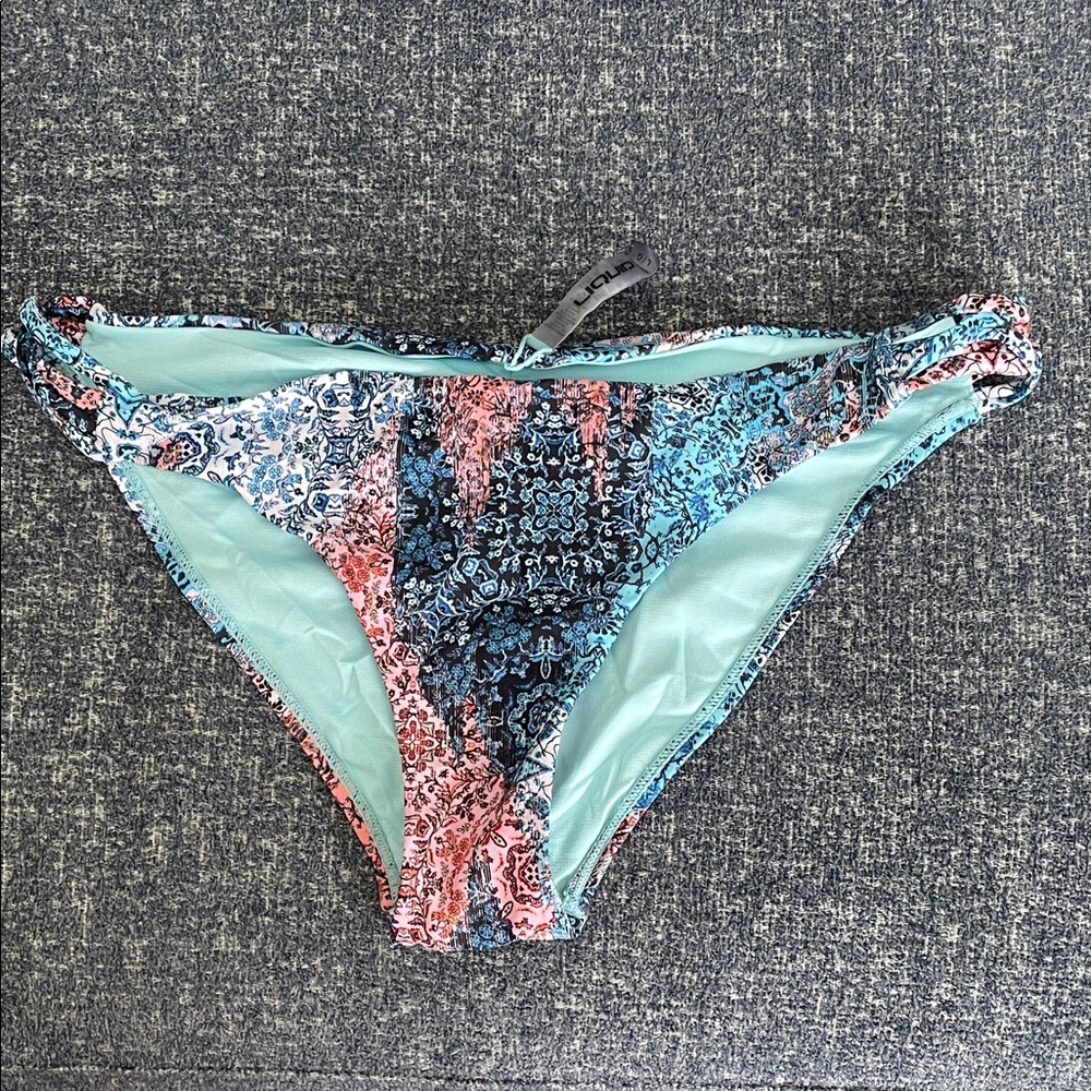 LC Lauren Conrad Women's Floral Bikini Bottom - Blue and Pink